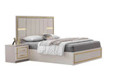 PARIS BED WITH BEIGE AND GOLD FINISH WITH VELVET HEADBOARD DESIGN .MEASURING 160X200CM WITHOUT MATRESS.WITH SOMMIER OR CANAPE.