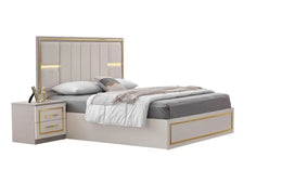 PARIS BED WITH BEIGE AND GOLD FINISH WITH VELVET HEADBOARD DESIGN .MEASURING 160X200CM WITHOUT MATRESS.WITH SOMMIER OR CANAPE.