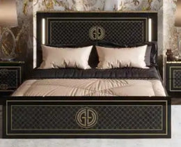 GUCCI BED IN BLACK AND GOLD DESIGN MEASUIRNG 160X200CM.WITHOUT MATRESS.WITH SOMMIER,CANAPE