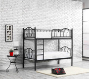 PAPATYA BLACK METAL BUNK BED MEASURING 90X190CM + 90X190CM