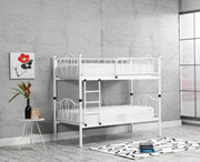 PAPATYA WHITE METAL BUNK BED MEASURING 90X190CM + 90X190CM WITHOUT MATRESS.
