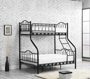 BLACK METAL BUNK BED WITH 140X90CM BOTTOM AND 90X190CM TOP WITHOUT MATRESS.