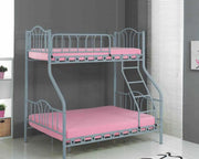 GREY METAL BUNK BED WITH 140X90CM BOTTOM AND 90X190CM TOP WITHOUT MATRESS.