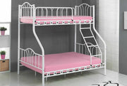 WHITE METAL BUNK BED WITH 140X90CM BOTTOM AND 90X190CM TOP WITHOUT MATRESS.