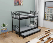BLACK METAL BUNK BED WITH 90X90CM BOTTOM AND 90X190CM TOP WITHOUT MATRESS.