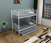WHITE METAL BUNK BED WITH 90X90CM BOTTOM AND 90X190CM TOP WITHOUT MATRESS.