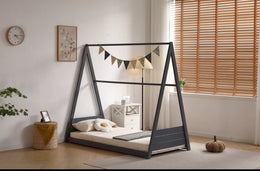 CHILDREN`S TIPI BED IN GREY WITH MEASURING 90X190CM
