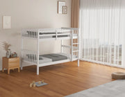 BATNA WOODEN BUNK BED 1+1 WHITE MEASURING 90X190CM WITHOUT MATRESS.