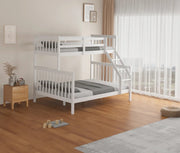 BATNA WOODEN BUNK BED 2+1 IN WHITE WITH MEASURING 90X190 CM + 140X190CM WITHOUT MATRESS.