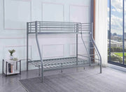 BAB 2+1 G BUNK BED SLATTED BASE IN GREY  METAL MEASURING 140X190CM + 90X190CM.WITHOUT MATRESS.