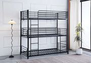 THREE SEPARABLE BUNK BED IN BLACK METAL MEASUIRNG 90X190+90X190+90X190CM .WITHOUT MATRESS.
