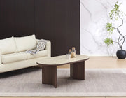 PAGE COFFEE TABLE WITH MDF BASE IN WALNUT EFFECT ,MATTE TRAVERTINE CERAMIC TOP MEASURING 120X60X45CM