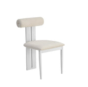 TIFFANY CHAIR WITH WOOD-EFFECT LEGS WHITE IN BEIGE VELVET SEATING.