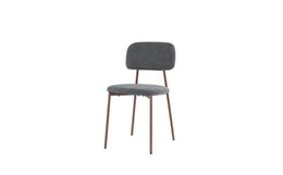 AZRA CHAIR WITHWALNUT EFFECT LEGS AND A HERITAGE ANTHRACITE/DARK GREY FABRIC SEAT.