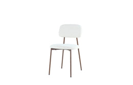 AZRA CHAIR WITH WALNUT EFFECT LEGS AND A HERITAGE BEIGE FABRIC SEAT.