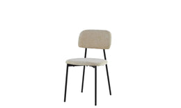 AZRA CHAIR WITH BLACK METAL LEGS AND A HERITAGE BEIGE FABRIC SEAT.MEASURING  44X43X80CM