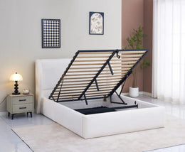 MIAMI BED IN BEIGE FABRIC FRAME WITH SOMMIER INCLUDED AMD WITHOUT MATRESS. MEASUIRNG 140X190CM