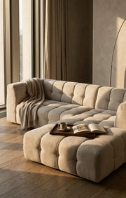 MILKA SOFA WITH TORO FABRIC WITH ELEGANT DESIGN AND CUSHIONS . MEASURING 280X180CM