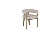ALIA CHAIR WITH OAK EFFECT LEGS AND BEIGE VELVET SEAT.MEASURING 53X52X72CM