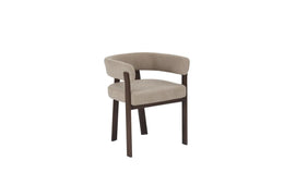 ALIA CHAIR WITH WALNUT EFFECT LEGS AND MOKA TEXTURED SEAT.MEASURING 53X52X72CM