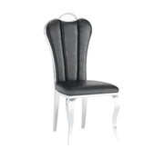 NANA PHALLE CHAIR WITH SILVER LEGS AND BLACK LEATHER SEAT.MEASURING 50X45X111CM