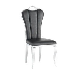 NANA PHALLE CHAIR WITH SILVER LEGS AND BLACK LEATHER SEAT.MEASURING 50X45X111CM