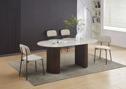 ANNA DINING TABLE WITH METAL BASE IN WALNUT EFFECT AND SHAKESPEARE CERAMIC TOP MEASURING 180X90X75CM
