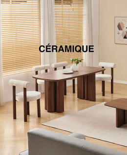 TRINITY CERAMIC DINING TABLE IN WALNUT FINISH . MEASUIRNG 180X90X75CM.