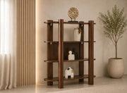 ORIANO SHELVING UNIT IN WALNUT FINISH.MEASUIRNG 120X57X150CM.