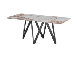 STELLA DINING TABLE WITH BEIGE TOP AND BLACK LEGS.MEASURING 180CM