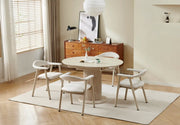 SOFIA EXTENDABLE DINING TABLE WITH A TRAVERTINE CERAMIC TOP.MEASUREMENT 125/165X100X75CM.
