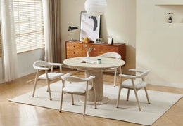 SOFIA EXTENDABLE DINING TABLE WITH A TRAVERTINE CERAMIC TOP.MEASUREMENT 125/165X100X75CM.