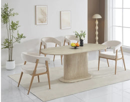 ALICIA CHAIR WITH OAK EFFECT LEGS AND BEIGE VELVET SEAT.