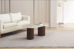 KEYSHA COFFEE TABLE WITH WALNUT EFFECT LEGS AND SHAKESPEARE TOP. MEASUREMENT 120X60X45CM