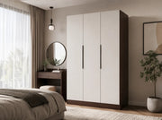 RAYAN WARDROBE WITH WALNUT EFFEFT FINISH , 3 BEIGE DOORS. MEASUREMENT 120X57X193CM.