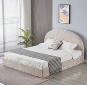 VALENTINA DOUBLE STORAGE BED WITH SOMMIER  IN BEIGE BOUCLE FABRIC . MEASUREMENT 180X200.