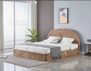 VALENTINA DOUBLE STORAGE BED WITH SOMMIER IN MOCHA BOUCLE FABRIC . MEASUREMENT 180X200CM