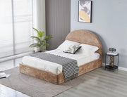 VALENTINA DOUBLE STORAGE BED WITH SOMMIER IN MOCHA BOUCLE FABRIC . MEASUREMENT 160X200CM