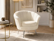 A NYMPHEA ARMVHAIR IN BEIGE VELEVT WITH SILVER FEETS.MEASUREMENT 87X60X77CM