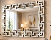 A MODREN MIRROR WITH GEOMETRICAL BORDER DESIGN . MEASUREMENT160X70CM