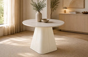A NEIGE DINING TABLE WITH LIGHT TRAVERTINE COLOR. MEASUREMENT 120X75CM