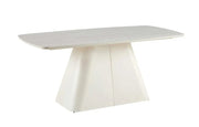 A NEIGE DINING TABLE WITH LIGHT TRAVERTINE COLOR. MEASUREMENT 180X90X75CM
