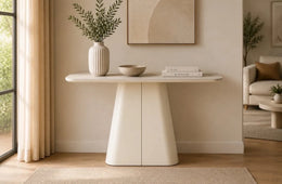 A NEIGE CONSOLE WITH LIGHT TRAVERTINE COLOR. MEASUREMENT 120X40X80CM