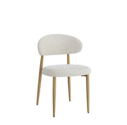 LUCILE BEIGE CREMONA FABRIC CHAIR WITH WOOD EFFECT LEGS.