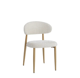 LUCILE BEIGE CREMONA FABRIC CHAIR WITH WOOD EFFECT LEGS.