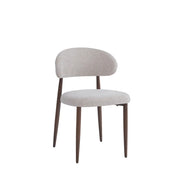 LUCILE ICED BROWN  CREMONA FABRIC CHAIR WITH WALNUT EFFECT LEGS.