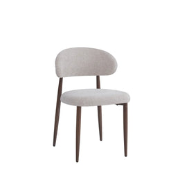 LUCILE ICED BROWN  CREMONA FABRIC CHAIR WITH WALNUT EFFECT LEGS.