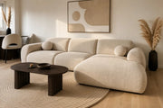 A CLOUD BIS ANGLE RIGHT SIDE SOFA WITH UPHOLSTERY FABRIC  IN BEIGE FINSIH . MEASUREMENT 290X165CM