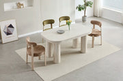CAMELIA EXTENDABLE DINING TABLE WITH TRAVERTINE CERAMIC TABLETOP WITH MDF BASE . MEASUREMENT 160/200X90X75CM