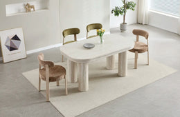 CAMELIA EXTENDABLE DINING TABLE WITH TRAVERTINE CERAMIC TABLETOP WITH MDF BASE . MEASUREMENT 160/200X90X75CM
